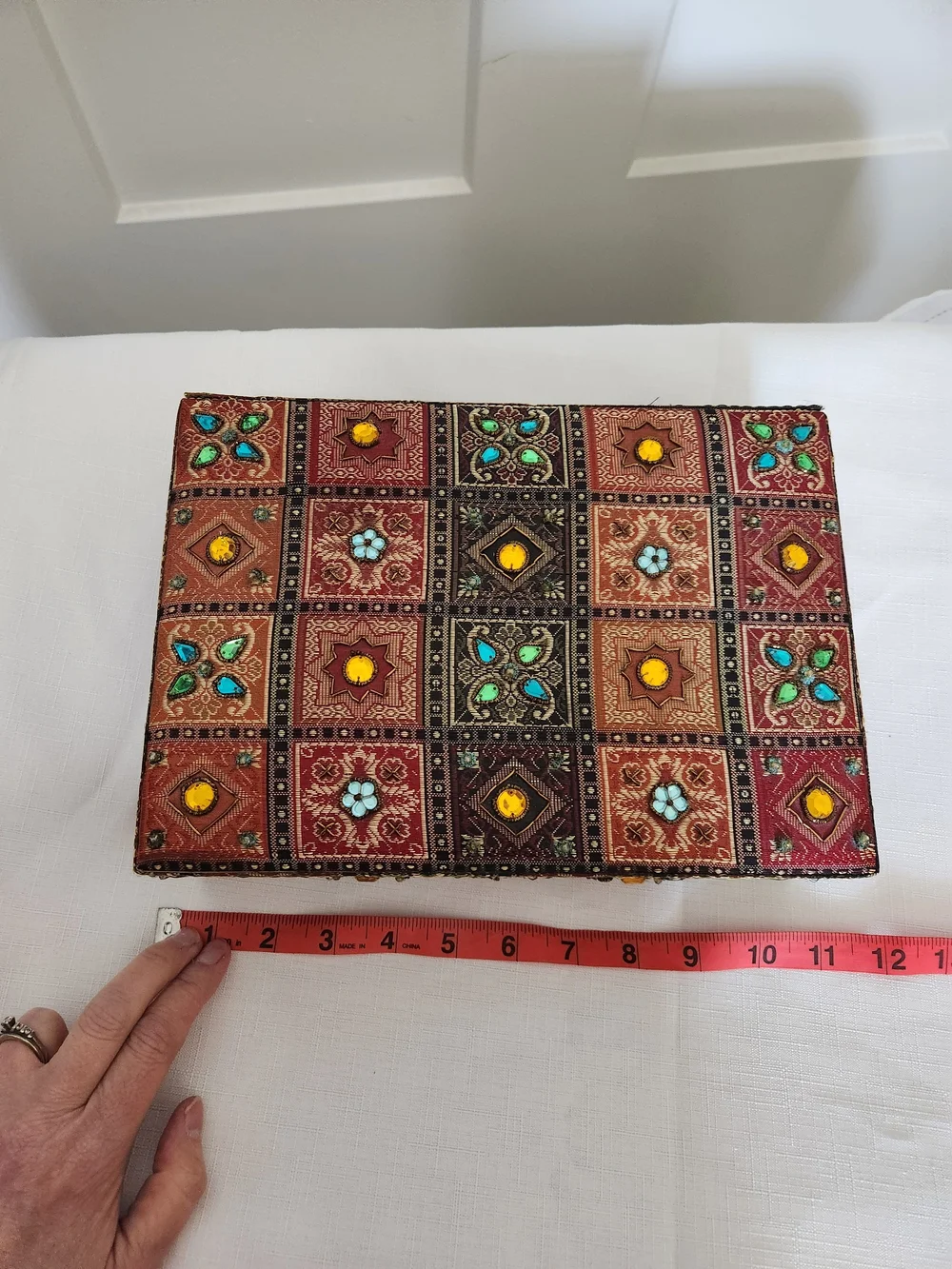 Pier 1 Beaded Embellished Patterned Decorative Jewelry Box